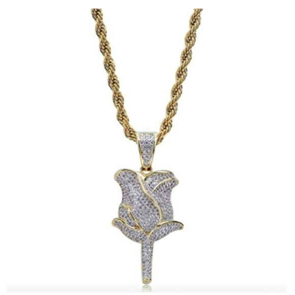 Rose Gold Diamond Necklace Flower Chain Rose - Picture 1 of 2